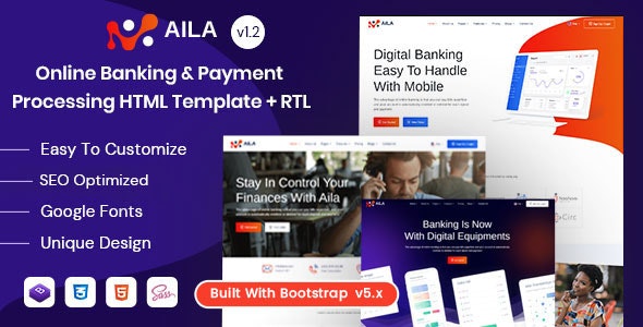 Aila - Online Banking & Payment HTML Template