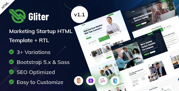 Gliter - Marketing Startup HTML Template