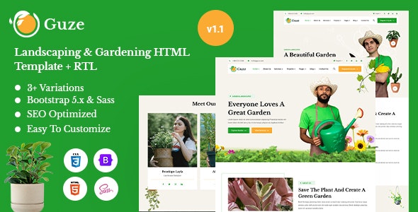 Guze - Landscaping & Gardening HTML Template