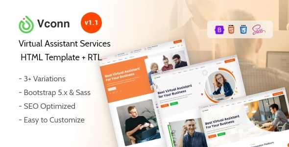 Vconn - Virtual Assistant Services HTML Template
